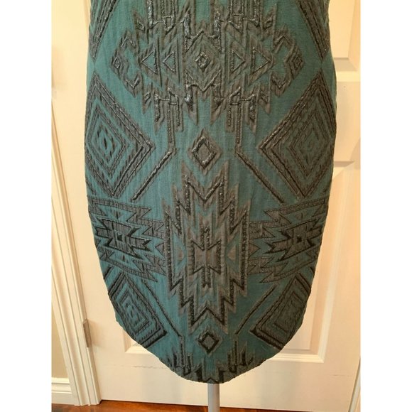 Parker Juniper Green Jaden Sheath Dress W/ Black Geometric Pattern, Size M, NWT! - Picture 3 of 8